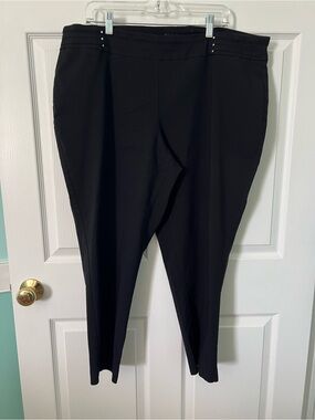 JM Collection Black Ponte Slim Ankle Trousers petite